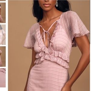 Lulu's Sweetest Delight Mauve Plaid Maxi Dress / Short Sleeve Maxi